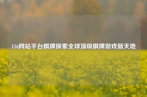 116网站平台棋牌探索全球顶级棋牌游戏新天地