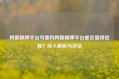网狐棋牌平台可靠吗网狐棋牌平台是否值得信赖？深入解析与评估