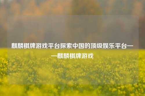 麒麟棋牌游戏平台探索中国的顶级娱乐平台——麒麟棋牌游戏