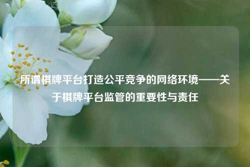 所谓棋牌平台打造公平竞争的网络环境——关于棋牌平台监管的重要性与责任