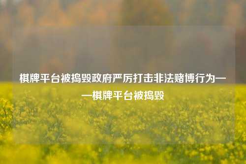 棋牌平台被捣毁政府严厉打击非法赌博行为——棋牌平台被捣毁