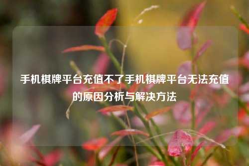 手机棋牌平台充值不了手机棋牌平台无法充值的原因分析与解决方法