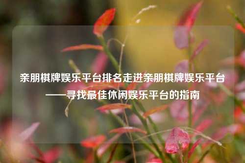 亲朋棋牌娱乐平台排名走进亲朋棋牌娱乐平台——寻找最佳休闲娱乐平台的指南