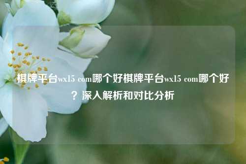 棋牌平台wx15 com哪个好棋牌平台wx15 com哪个好？深入解析和对比分析