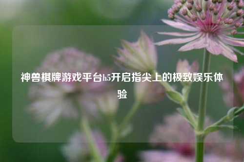 神兽棋牌游戏平台h5开启指尖上的极致娱乐体验