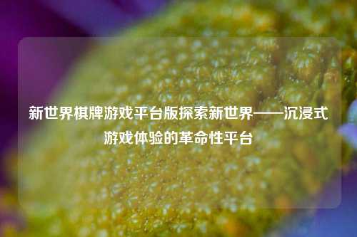 新世界棋牌游戏平台版探索新世界——沉浸式游戏体验的革命性平台