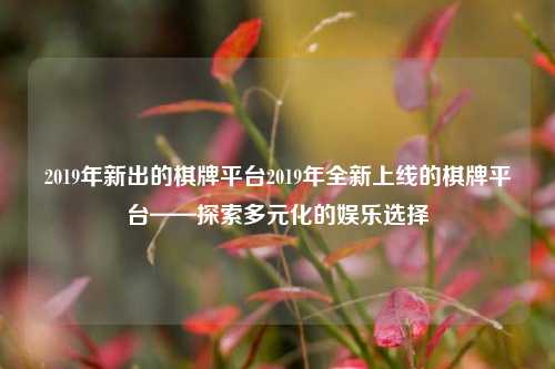 2019年新出的棋牌平台2019年全新上线的棋牌平台——探索多元化的娱乐选择