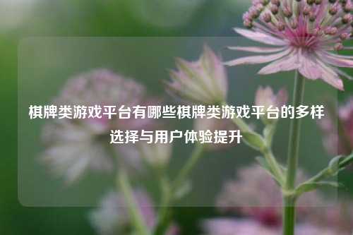 棋牌类游戏平台有哪些棋牌类游戏平台的多样选择与用户体验提升