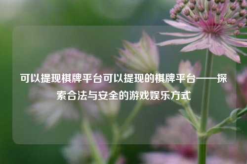 可以提现棋牌平台可以提现的棋牌平台——探索合法与安全的游戏娱乐方式