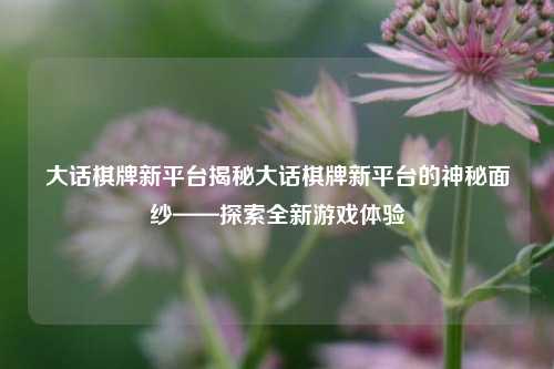 大话棋牌新平台揭秘大话棋牌新平台的神秘面纱——探索全新游戏体验