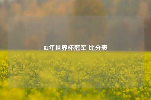 82年世界杯冠军 比分表