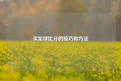 买足球比分的技巧和方法