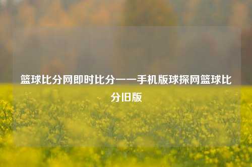 篮球比分网即时比分一一手机版球探网篮球比分旧版