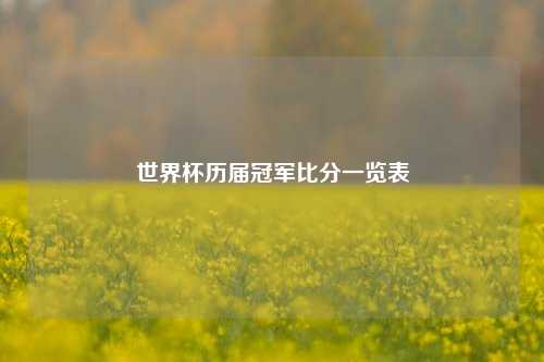 世界杯历届冠军比分一览表
