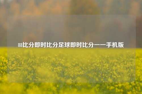 88比分即时比分足球即时比分一一手机版