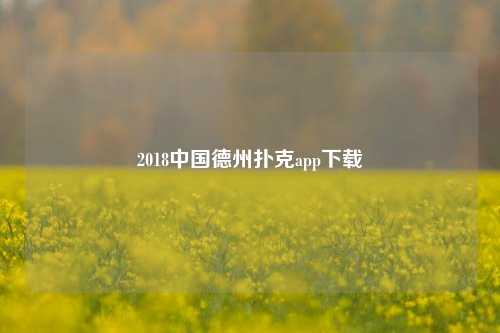 2018中国德州扑克app下载